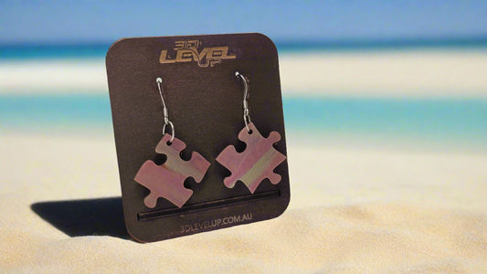 Puzzle Earing - Pearlescent Brown and Pink