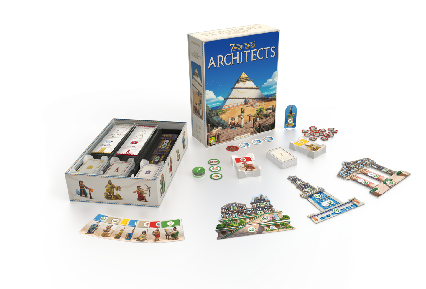 7 wonders architects board game components