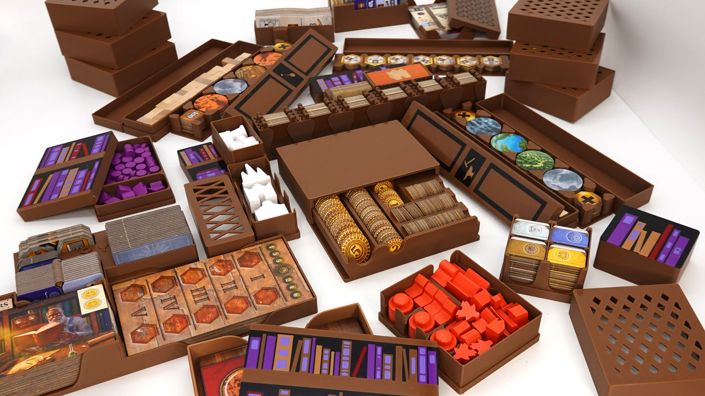 Age of Innovation board game organiser components