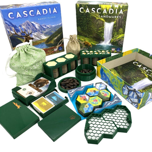 Cascadia organiser components with lids open