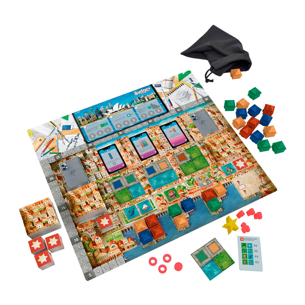 Cities board game components