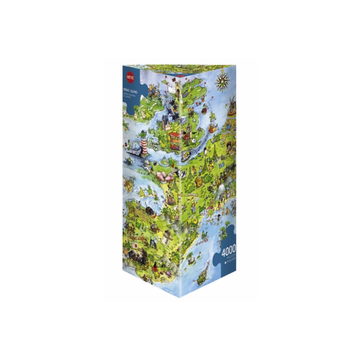 Degano United Dragons of Europe Puzzle box with a colorful world map design on a white background
