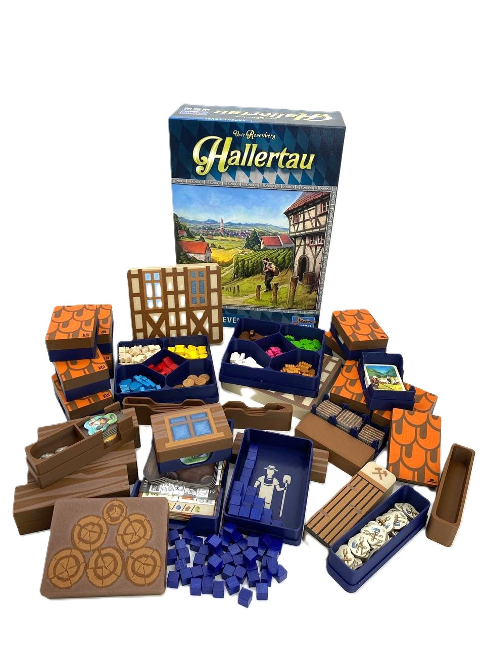 Hallertau board game organiser components