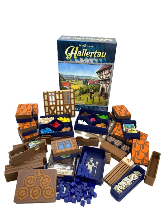 Hallertau board game organiser components