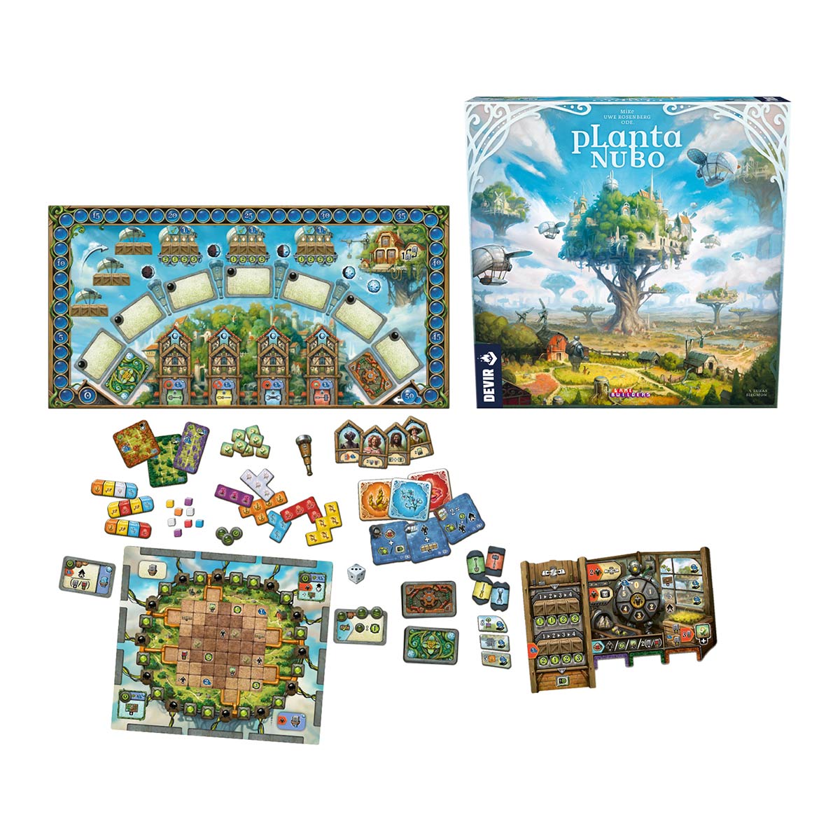 Planta Nubo Board Game components