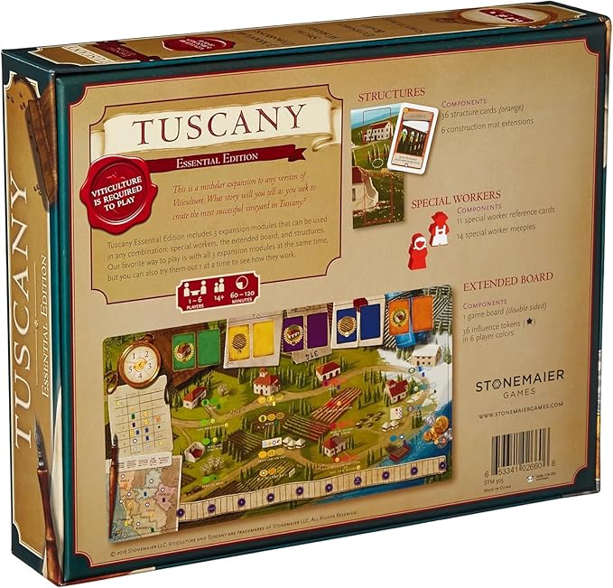 Tuscany Essential Edition Board Game back of box