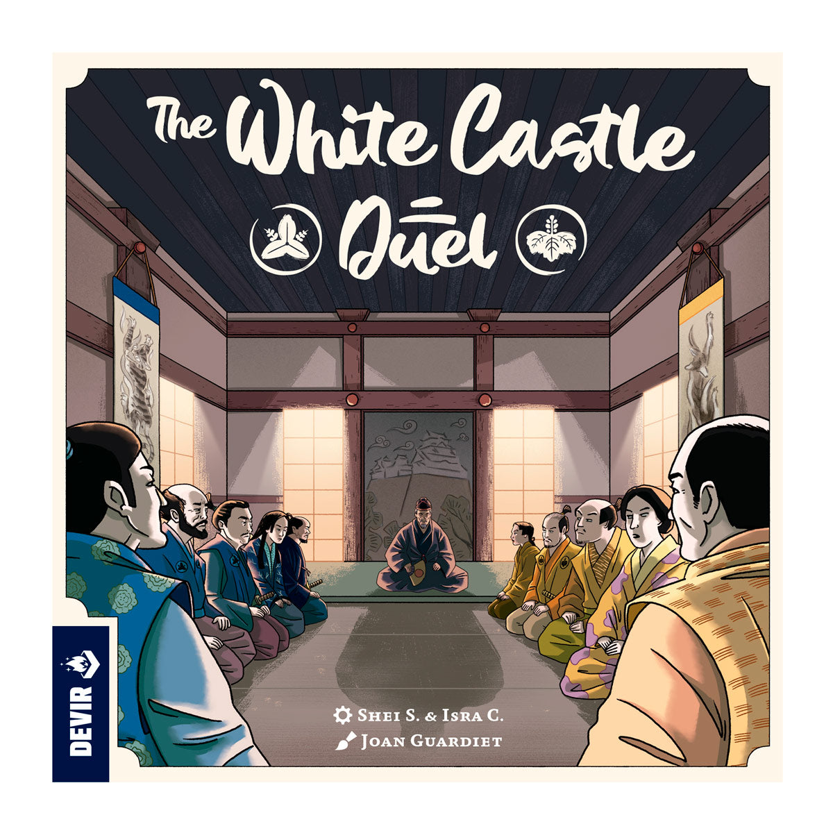 Cover of 'The White Castle Duel' with illustrated characters in a room.
