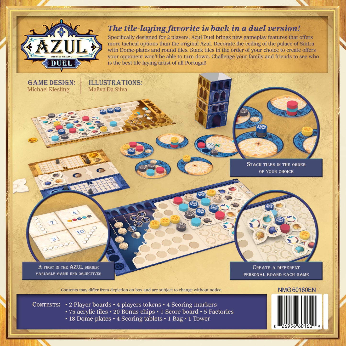 Azul Duel board game back of the box