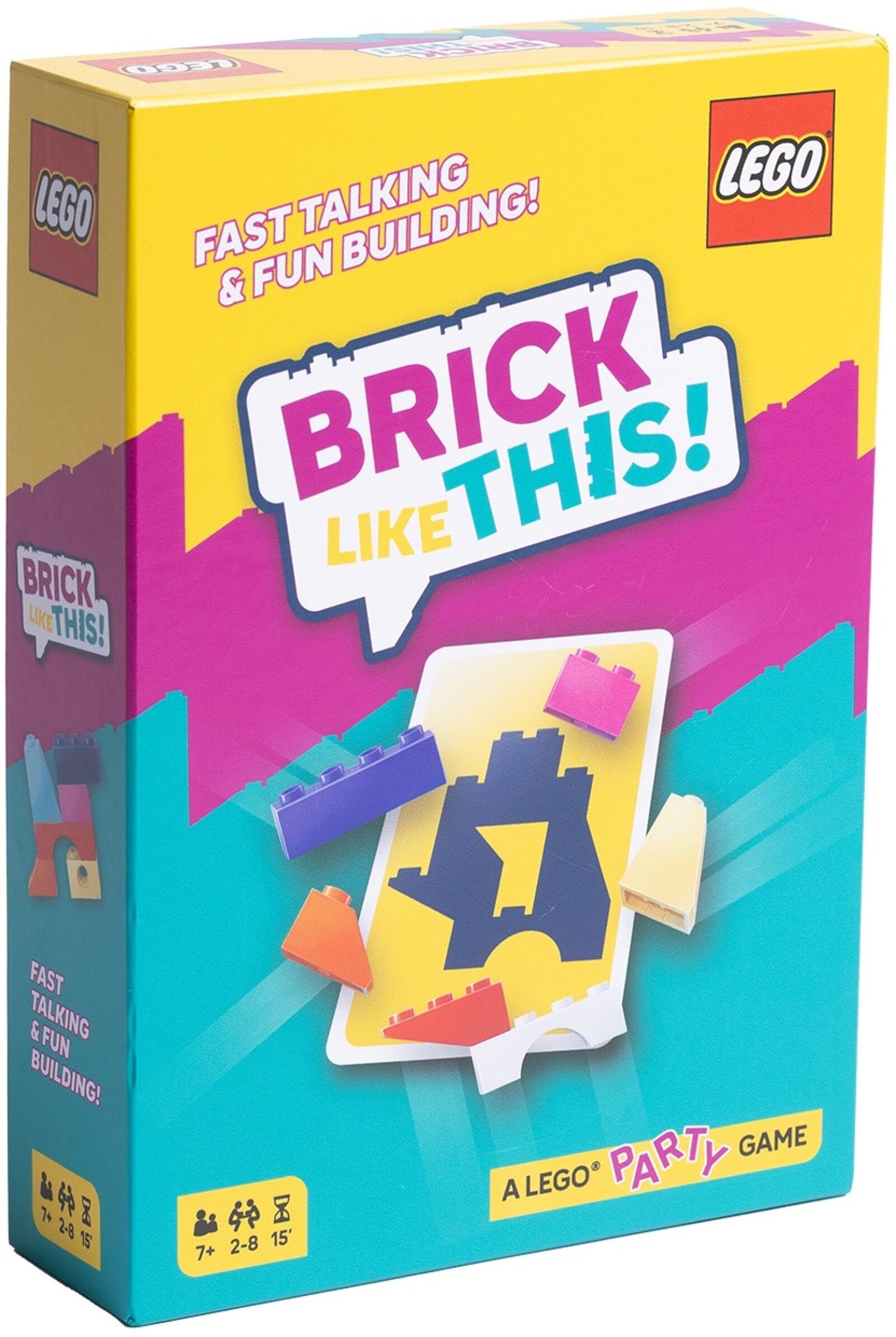 LEGO party game box with colorful design and text
