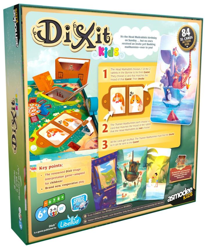 Dixit Kids board game box with colorful illustrations and text