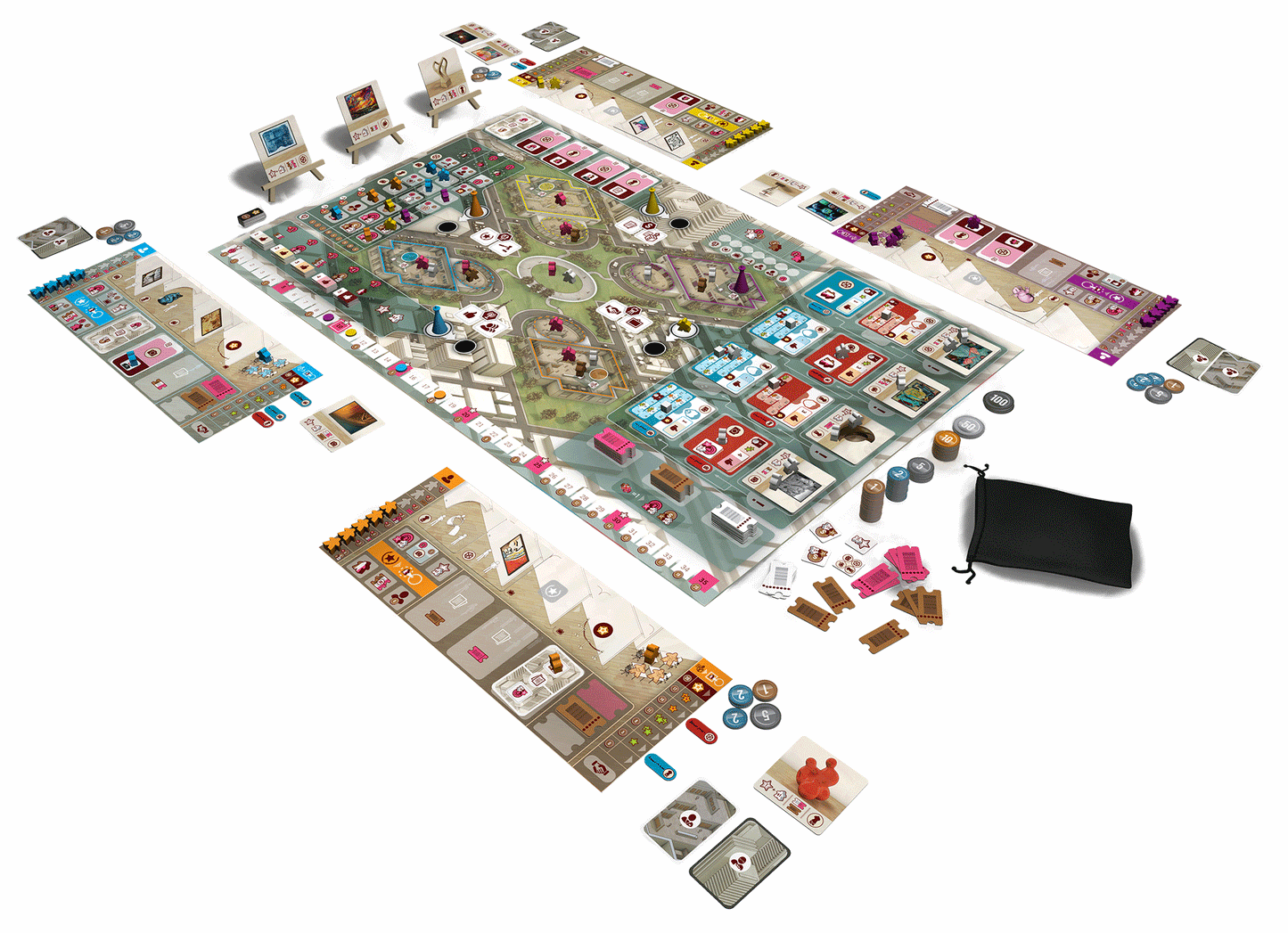 The Gallerist board game setup