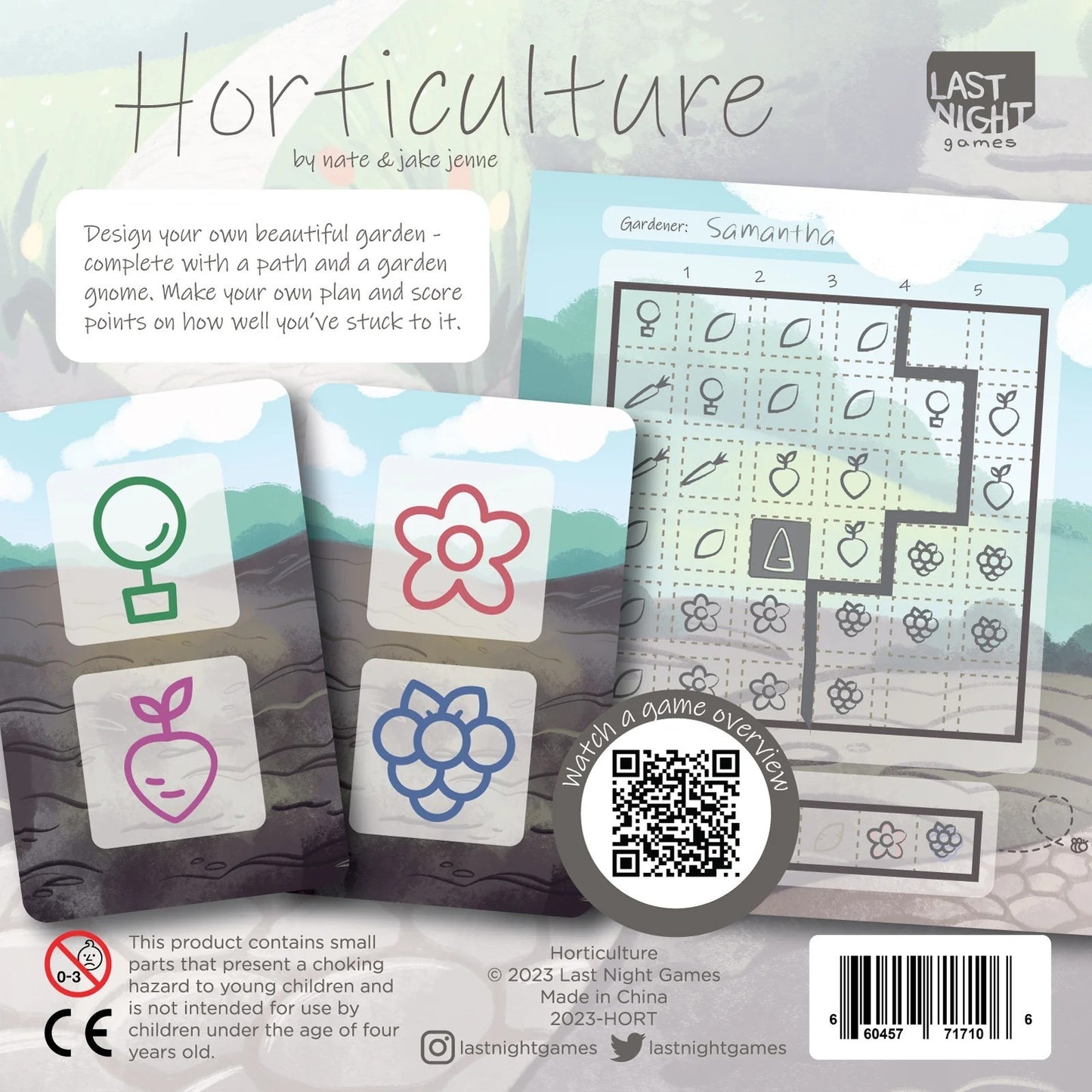 Horticulture board game back of box