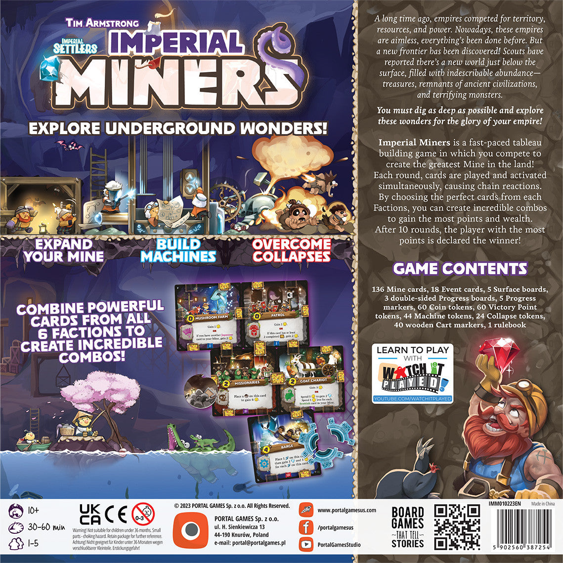 Imperial Miners back of board game box