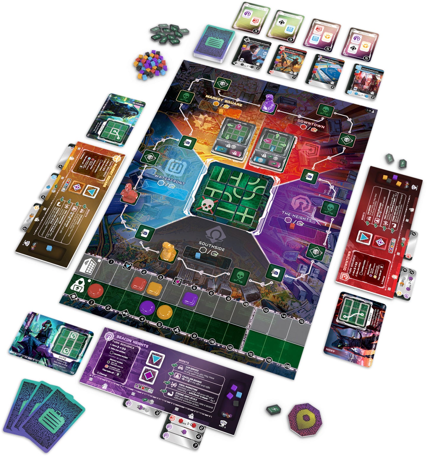 Metro Runner board game components