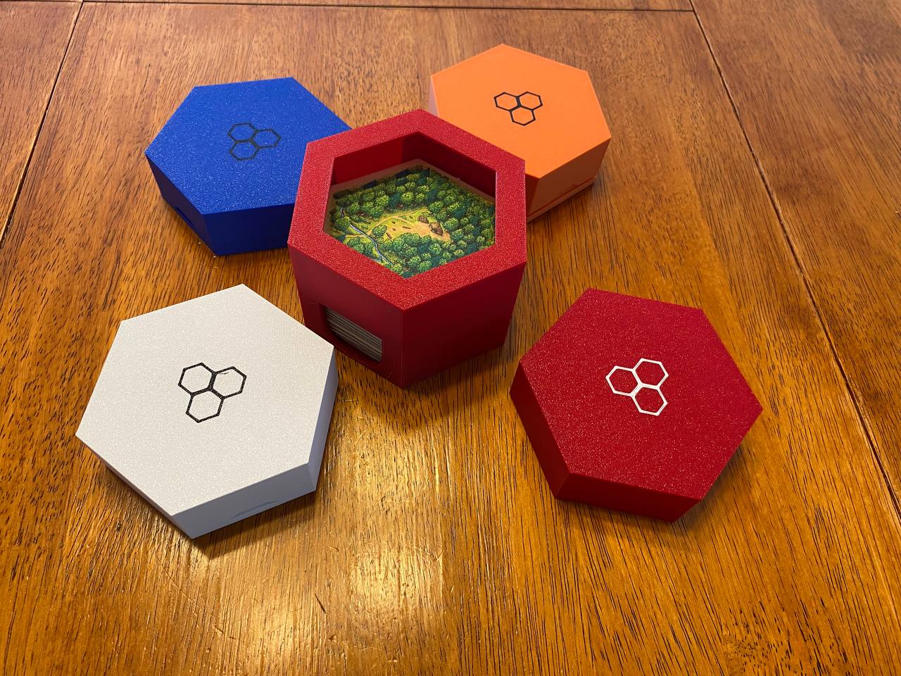 Catan Hex player holders with tile holder