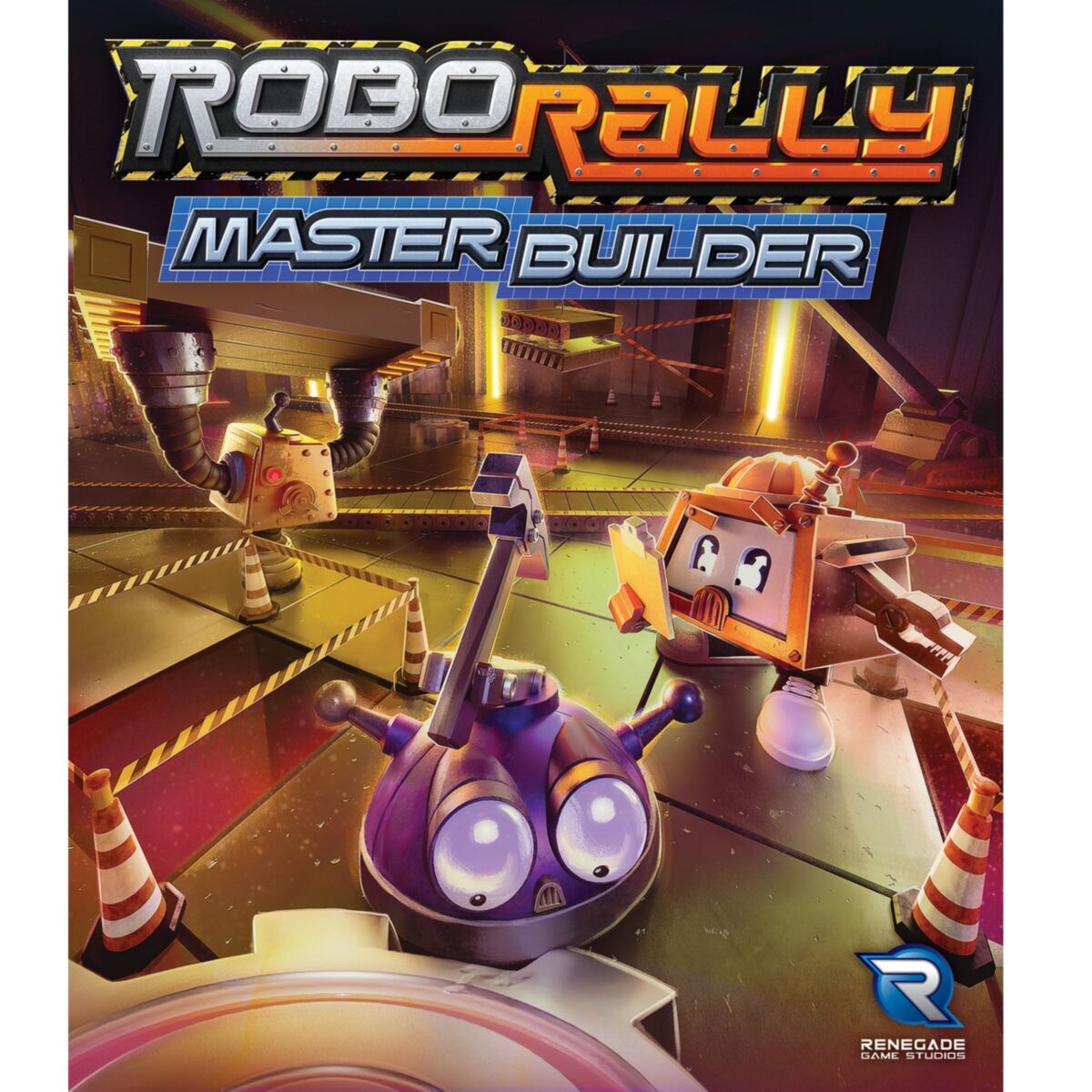 RoboRally Master Builder game box with robots on a track
