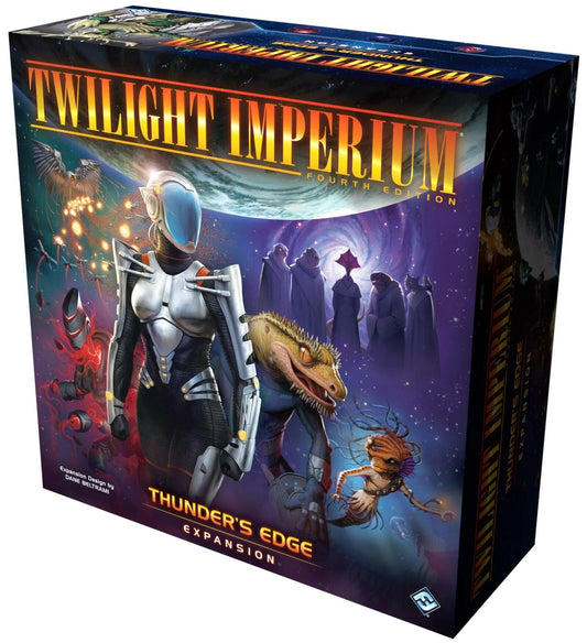 Board game box for 'Twilight Imperium' with space-themed artwork and characters.