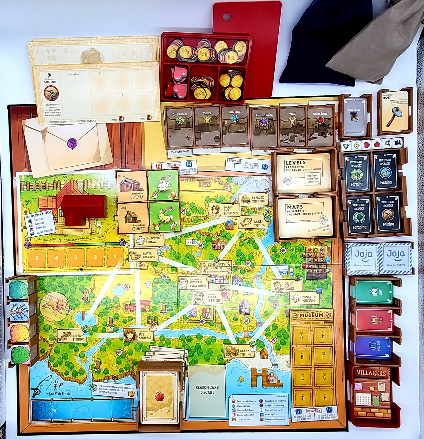 Stardew Valley board game layout with organiser