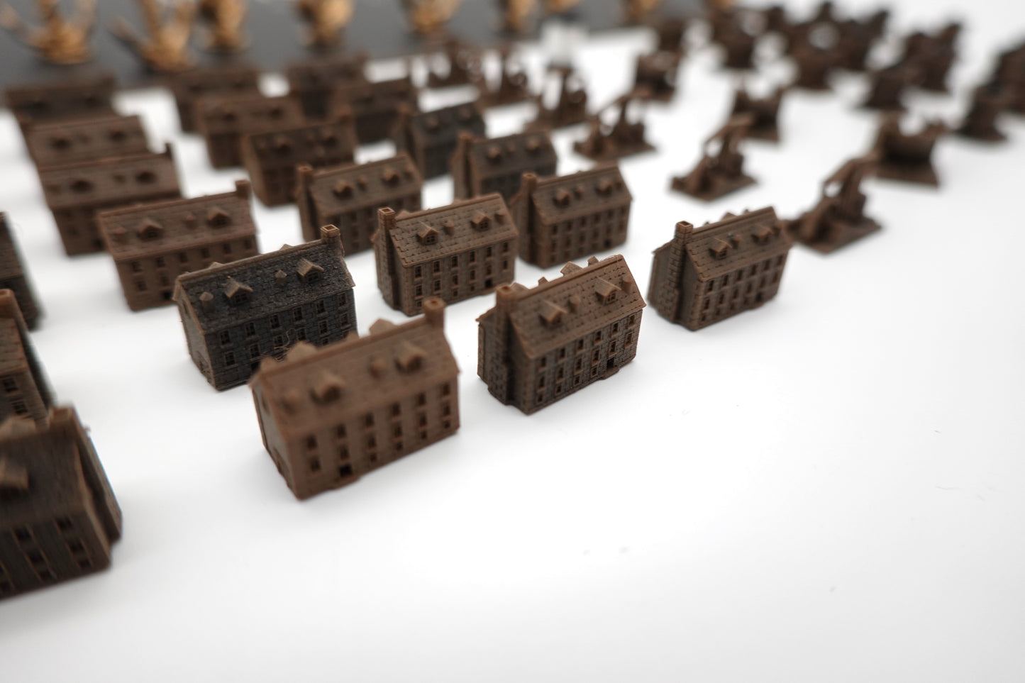 Brass Lancashire mini cotton buildings tokens