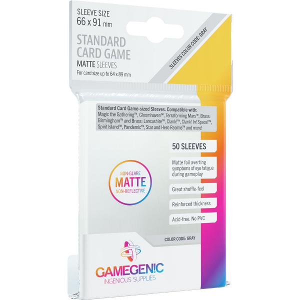 Matte Sleeves - GREY Standard Card 66 x 91 (50)