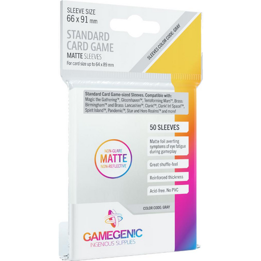 Matte Sleeves - GREY Standard Card 66 x 91 (50)