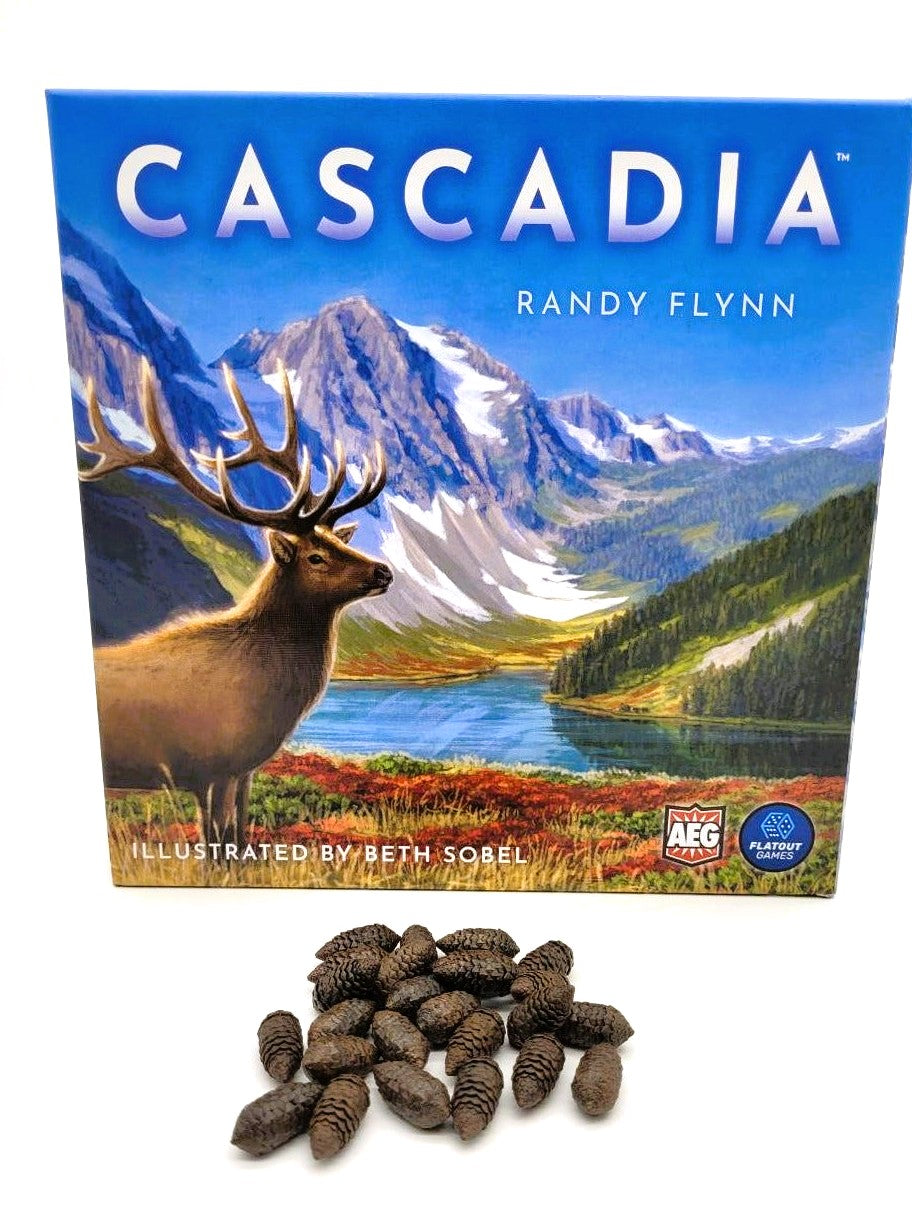 Cascadia board game upgrade of pine cones