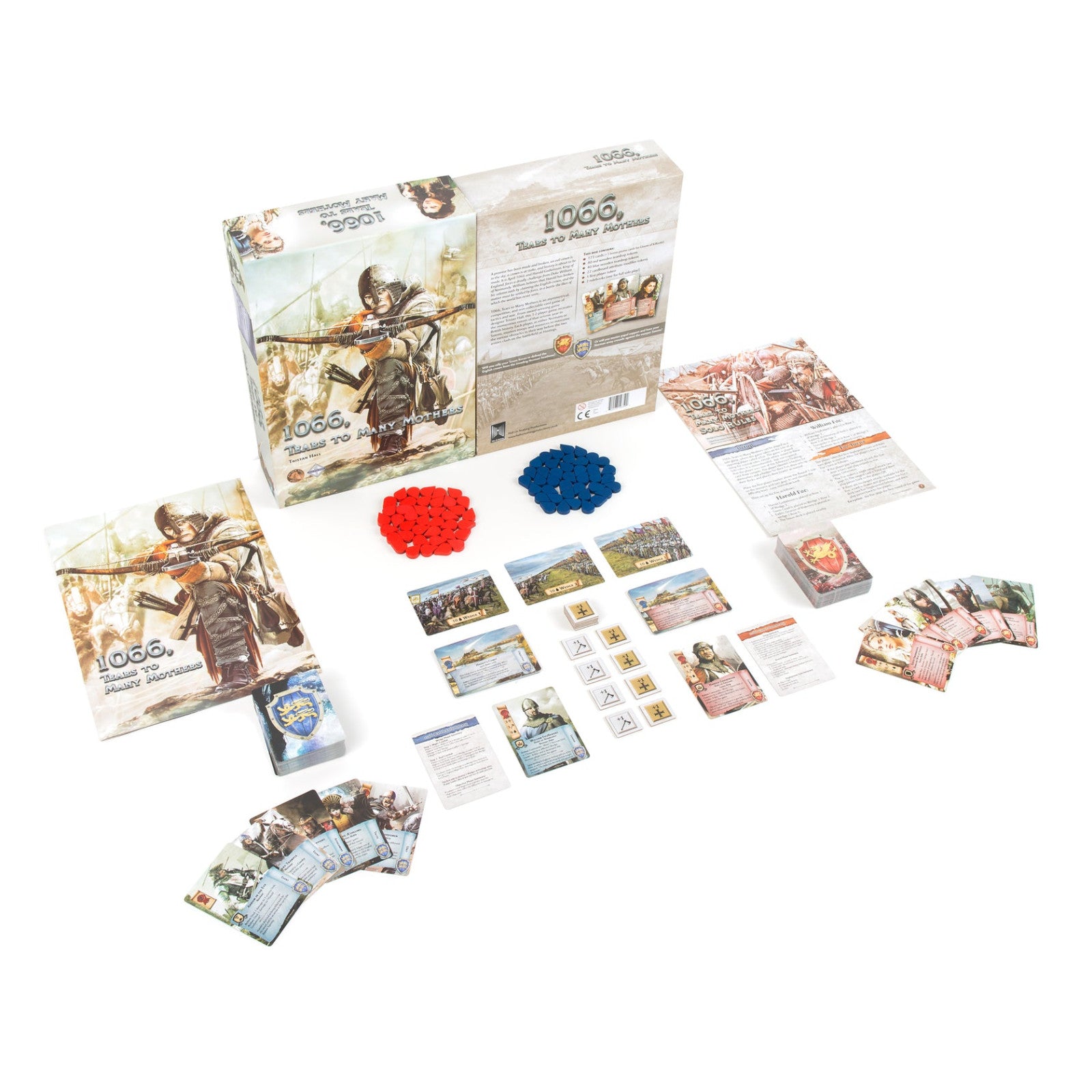 1066 Tears to many Board game components including cards, dice, and box on a white background