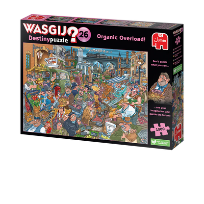 Jumbo Wasgij Destinypuzzle 26 'Organic Overload!' puzzle box on a white background