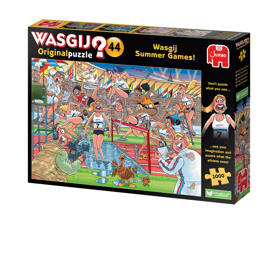 Wasgij Summer Games puzzle box with cartoon characters on a white background