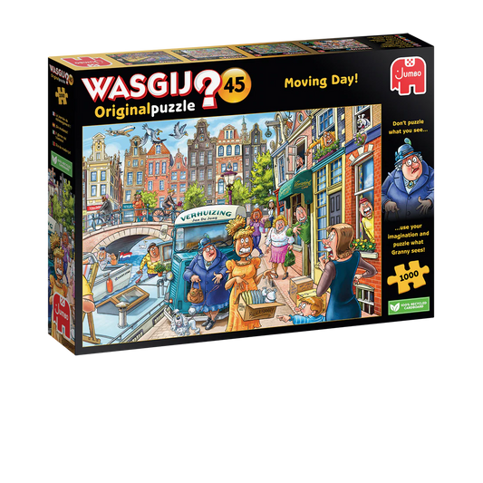 Wasgij Original puzzle box titled 'Moving Day!' with colorful illustration on a white background