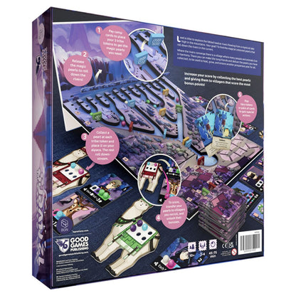 12 Rivers Board game box with game pieces and layout on a white background