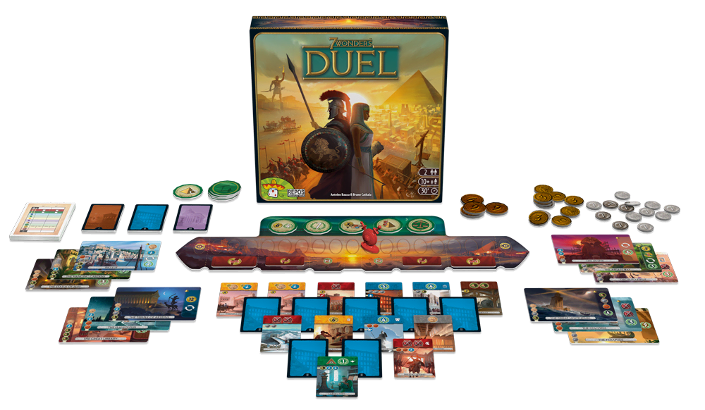7 wonders duel board game components