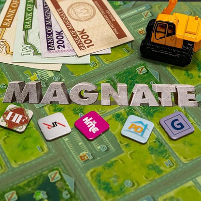 Magnate the first city board game components
