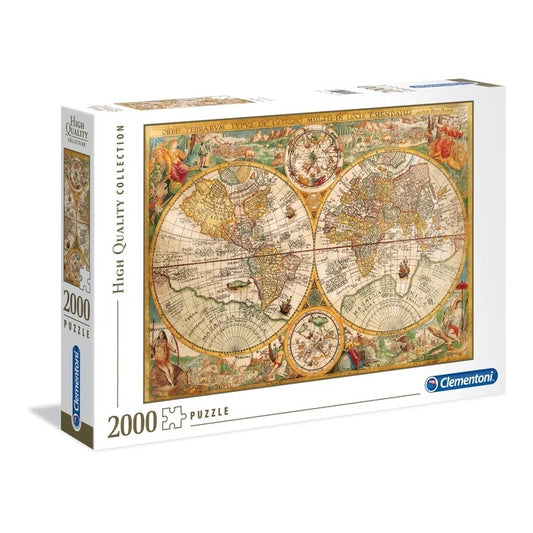 Clementoni puzzle box with vintage world map design on a white background