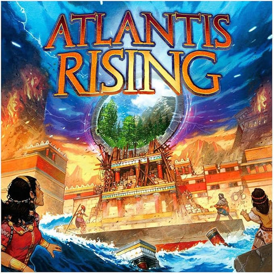 Cover of 'Atlantis Rising' with a fantasy scene, people, and a tree.