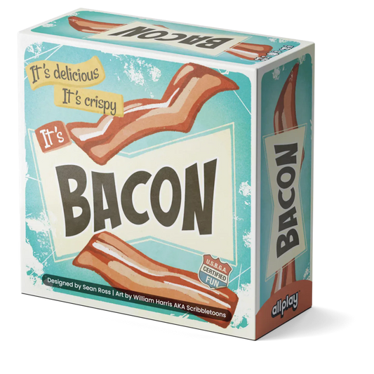 Box of 'It's Bacon' game by allplay on a white background