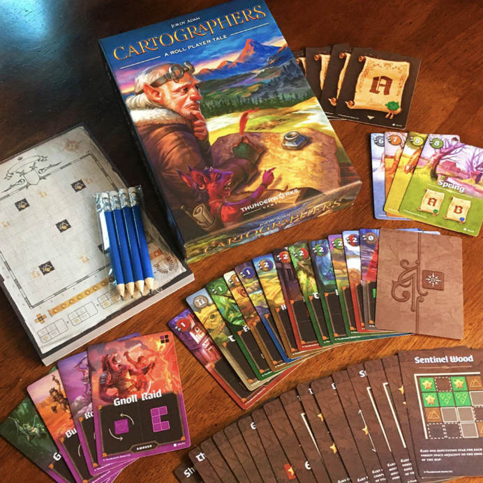 Cartographers board game components