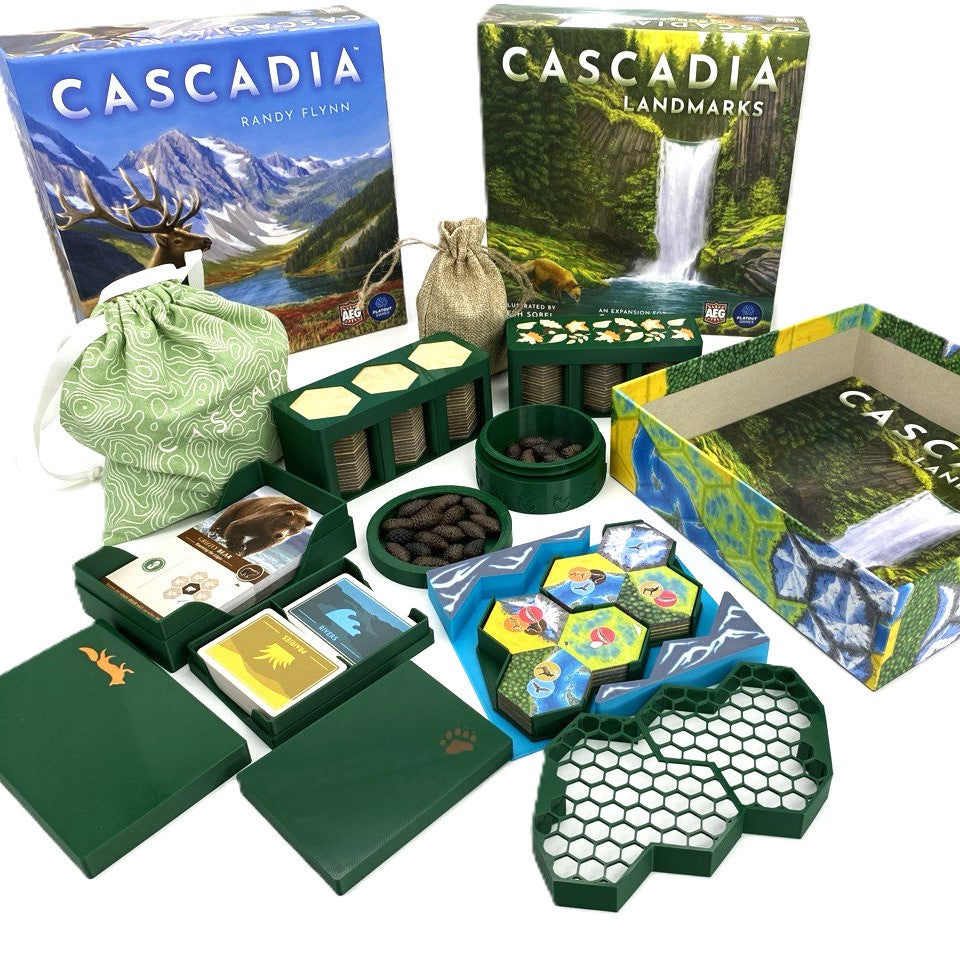 Cascadia organiser components with lids open