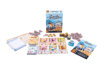 Castle Combo board game components on a white background