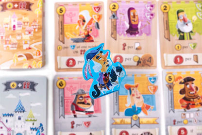 Castle Combo Collection of colorful game cards with cartoon characters and numbers
