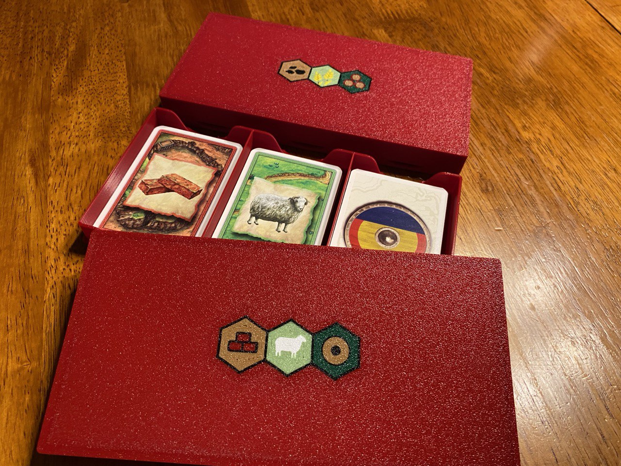 Catan deck holder for sleeved cards