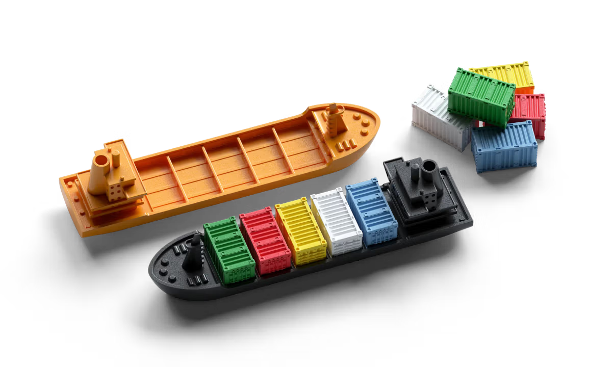 Container board game ship tokens