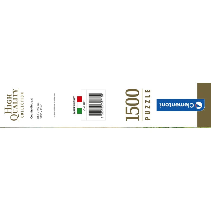 Clementoni 1500 piece puzzle packaging with brand logo on a white background