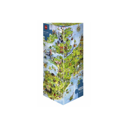 Degano United Dragons of Europe Puzzle box with a colorful world map design on a white background
