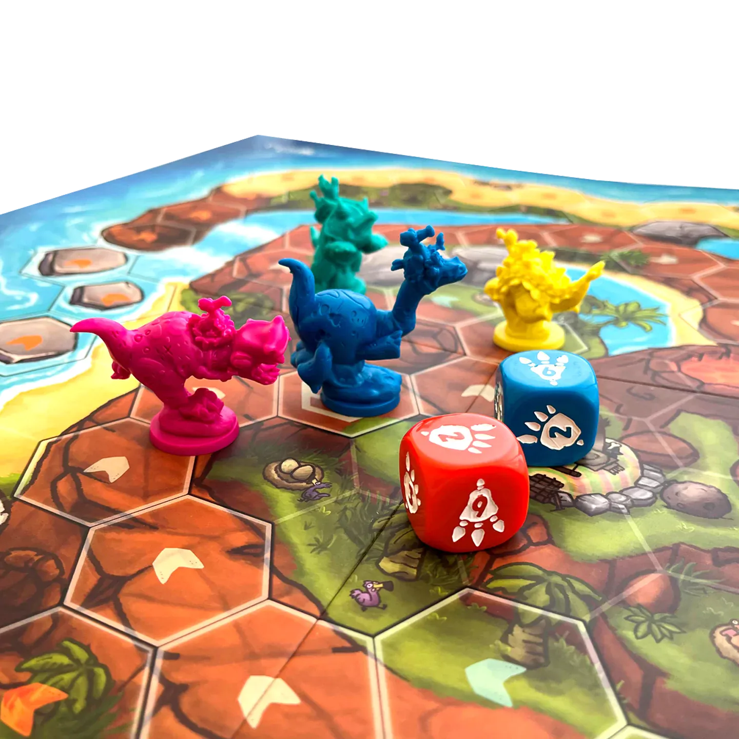 Colorful plastic toy figure on a board game