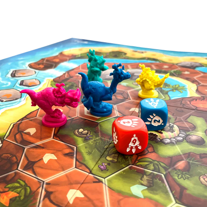 Colorful plastic toy figure on a board game