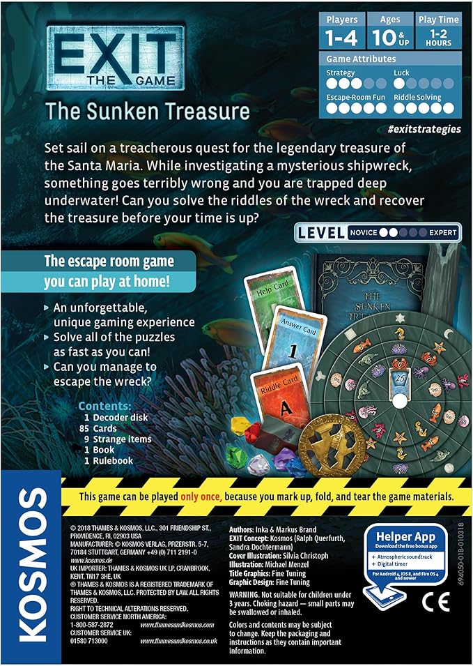 Exit sunken treasure board game back of box
