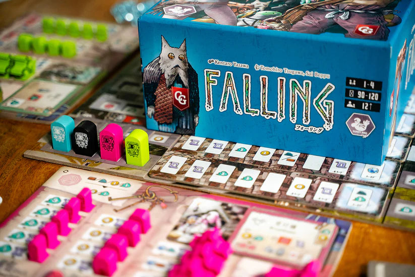 Falling board game box
