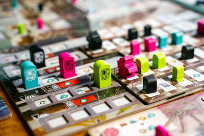 Falling board game components