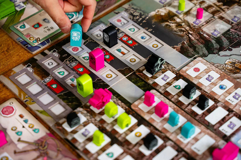 Falling board game components